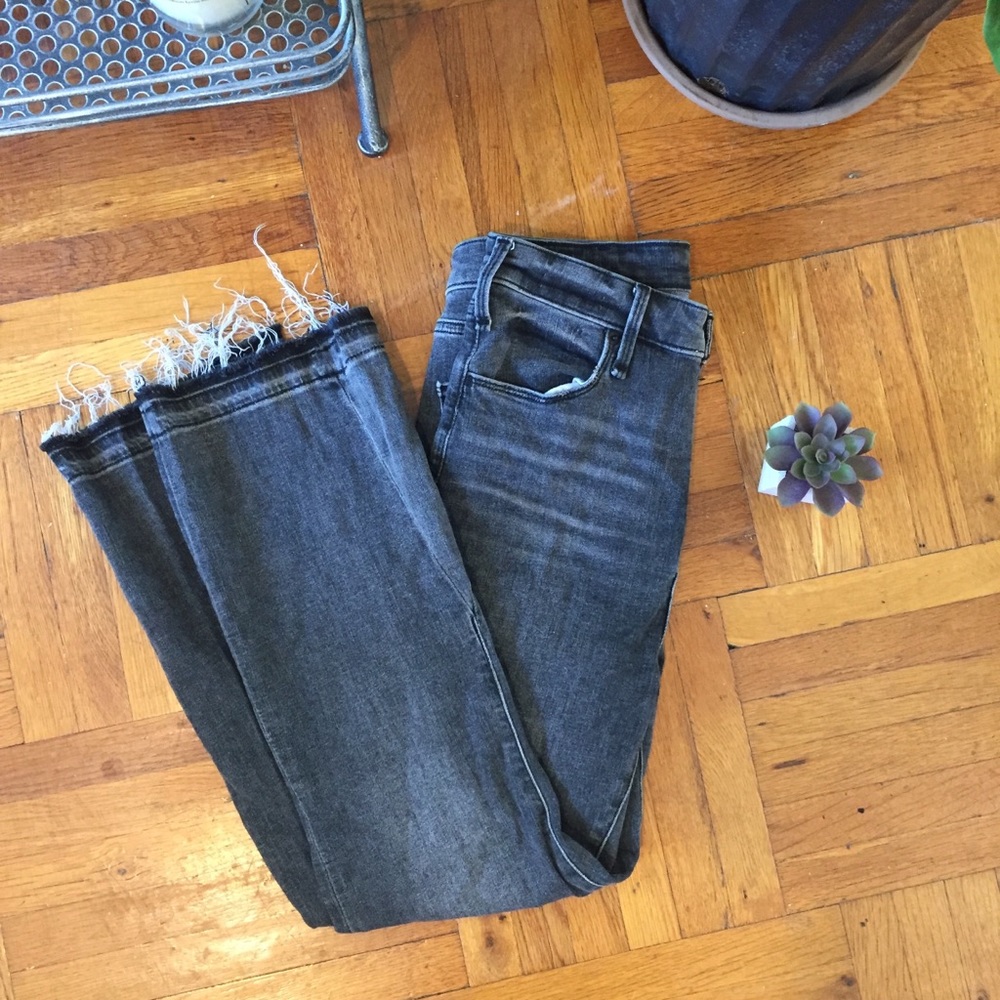A&F Black Distressed Flare Jeans